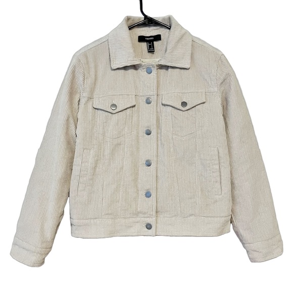 Sherpa Lined Corduroy Cream Trucker Jacket - Picture 1 of 5